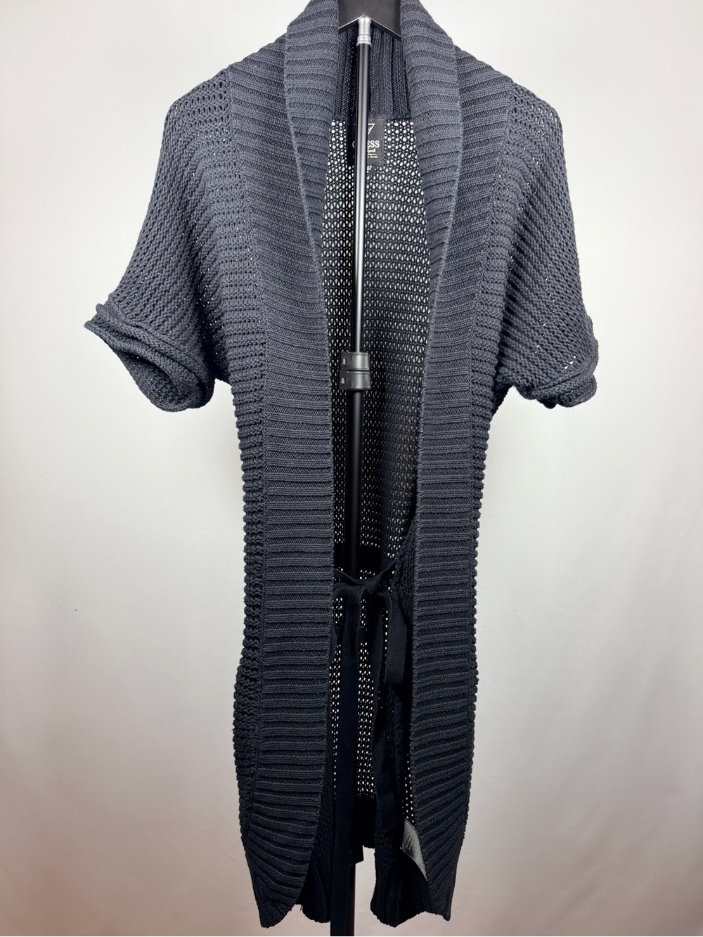 Guess Short-Sleeve Open-Front Cardigan Sweater - Black